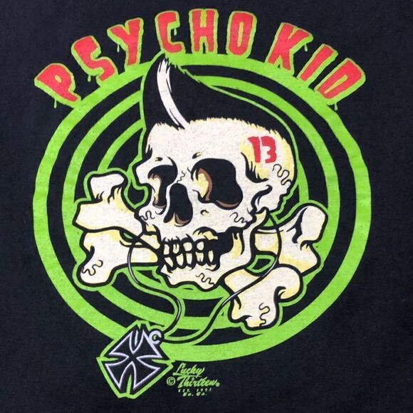 Lucky 13 “Psycho Kid” Skull T-Shirt Size X-Large Made in USA - Picture 2 of 7
